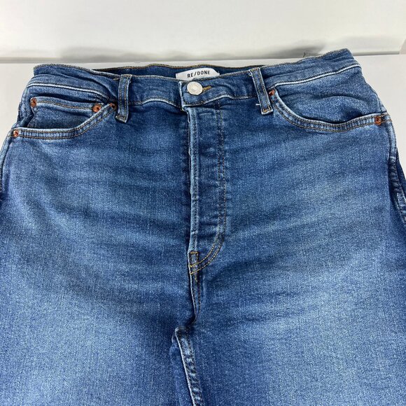 Re/Done Jeans Womens 31x31* 90s High Rise Loose Straight Jetty Blue Denim Tag 30 - Picture 2 of 16
